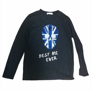 Zara Kids Sequin Skull Best Me Ever Tee 11/12 E